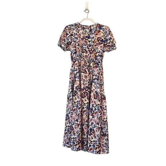 Floral Print Short Sleeve Midi Dress Large - Picture 6 of 7